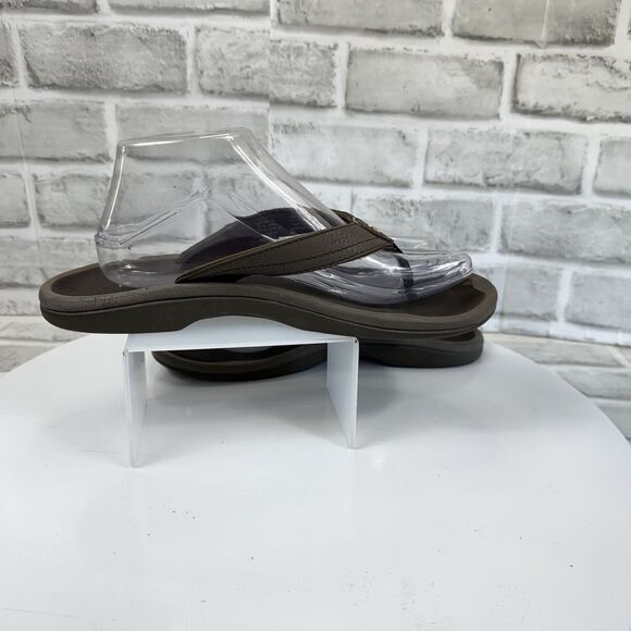 OluKai Women's Size 9 Ohana Sandal Thong Flip Flop Beach Slide Brown Leather - Picture 3 of 10